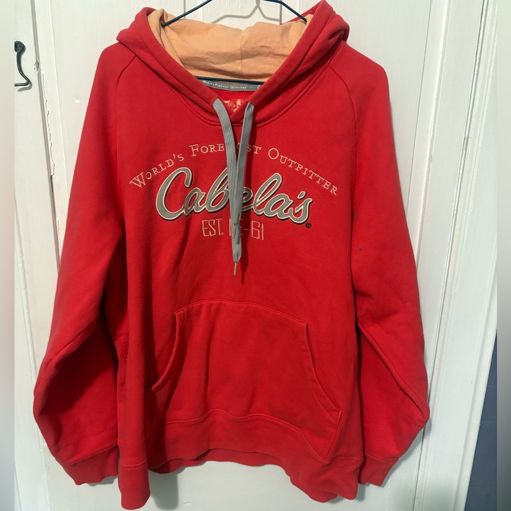 Cabela's Red/Orange with peach Sweater Vibrant and Comfortable